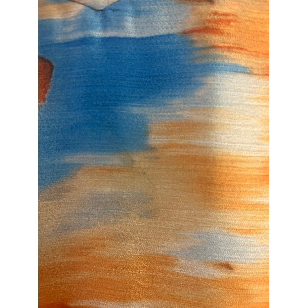 Azazie Atelier Abstract Brushstroke Print Midi Dress Blue Orange Plus Size 18 - Picture 3 of 11